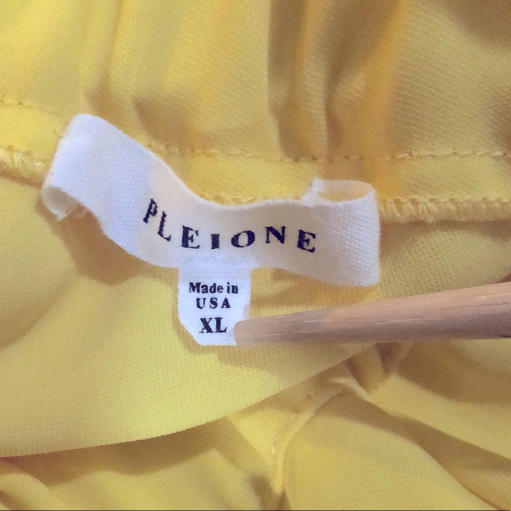 Pleione Ruffled Off Shoulder Dress Yellow Sz XL - Picture 8 of 8